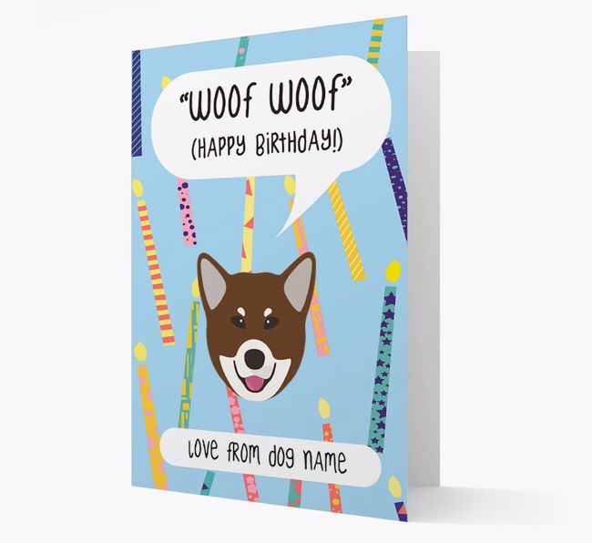 Personalized 'Woof Woof' Birthday Card with {breedFullName} Icon